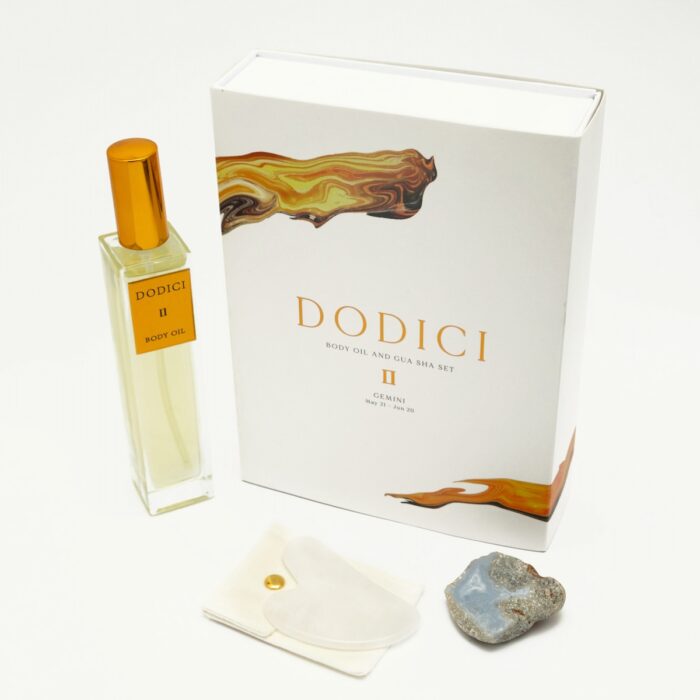 dodici-kehaoli-komplekt-kaksikud-body-oil-gua-sha-gemini